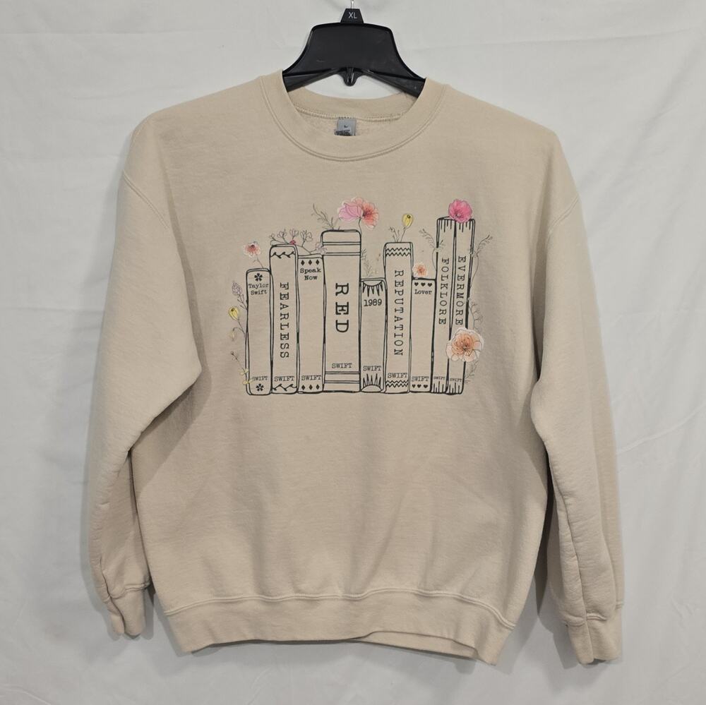 Taylor Swift Gildan Womens L Fleece Pullover Sweatshirt Albums Books Graphic